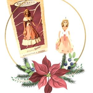 VINTAGE 1997 HALLMARK MATTEL SPRINGTIME BARBIE KEEPSAKE CHRISTMAS ORNAMENT PINK